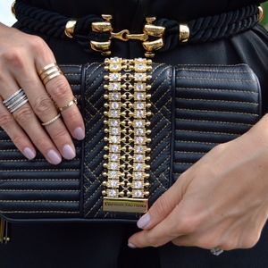 Carmen Steffens Black + Gold Clutch w/ Swarovski